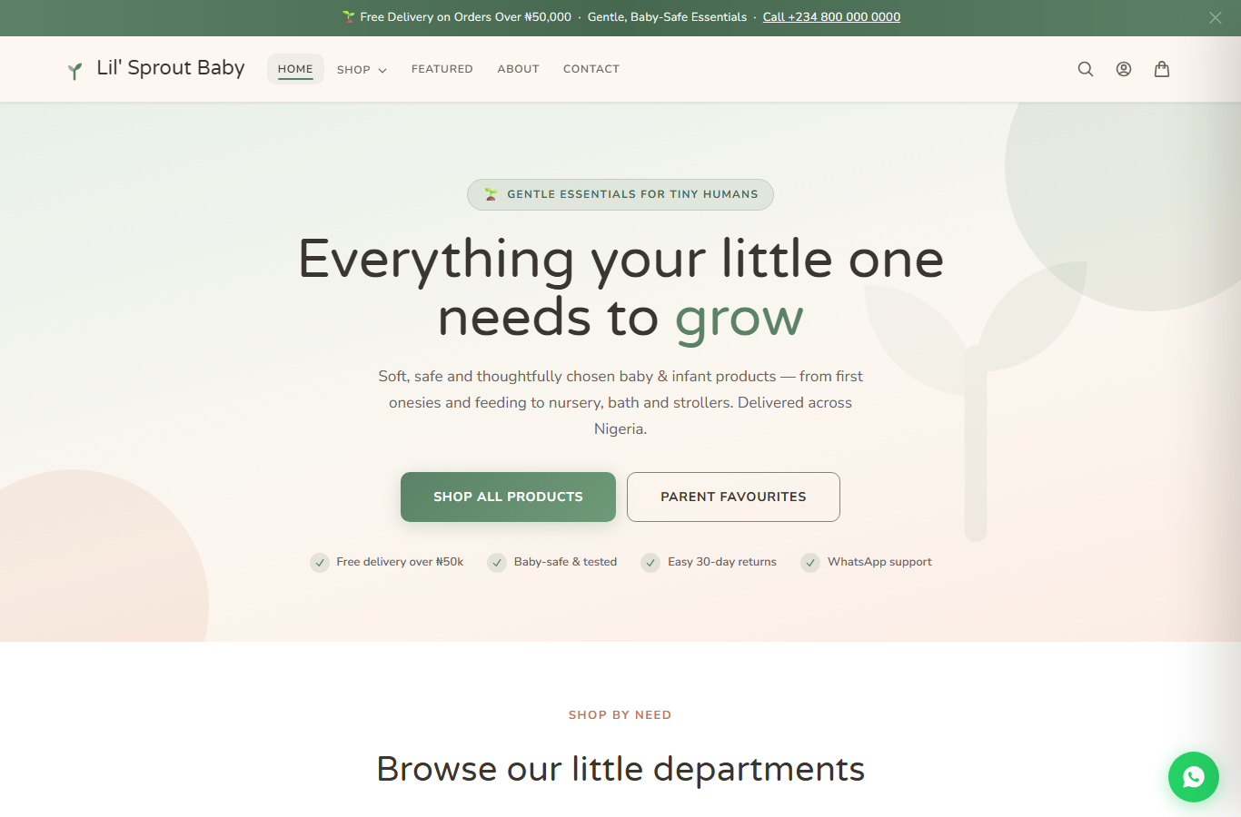 Lil' Sprout Baby website preview